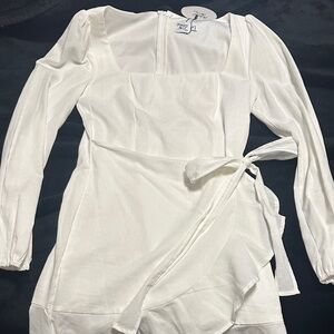 Princess Polly White Long Sleeve Villa Mini Dress